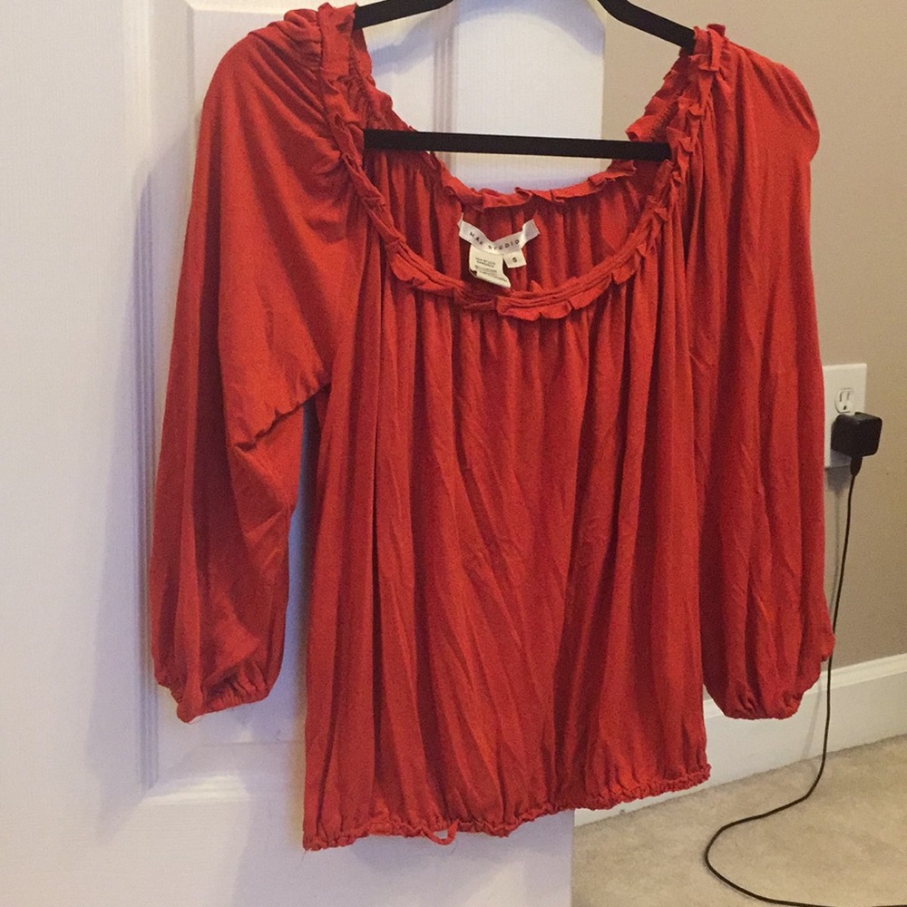 Burnt orange wide neck top